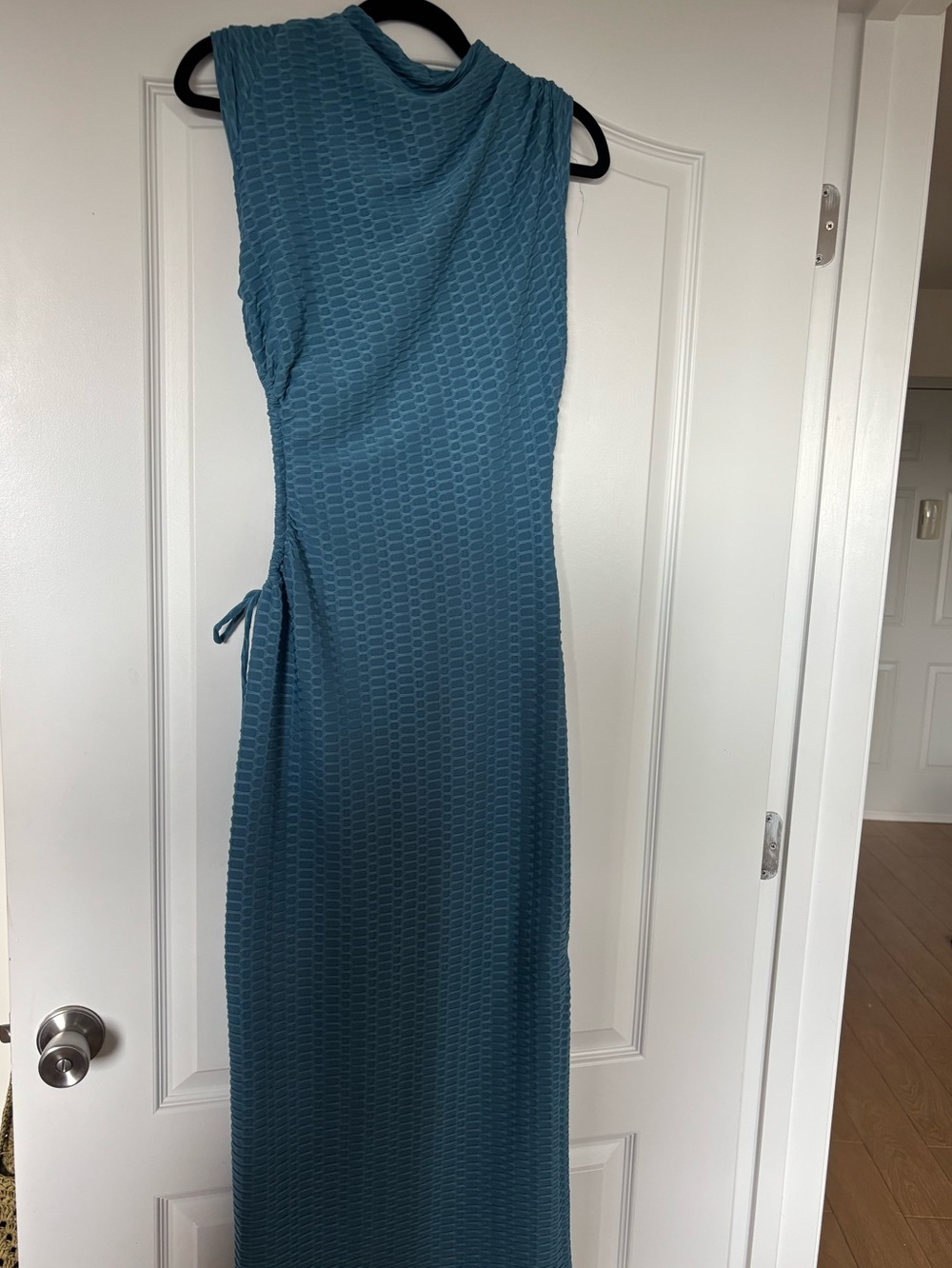 Sleeveless Teal Maxi Dress with Side Tie